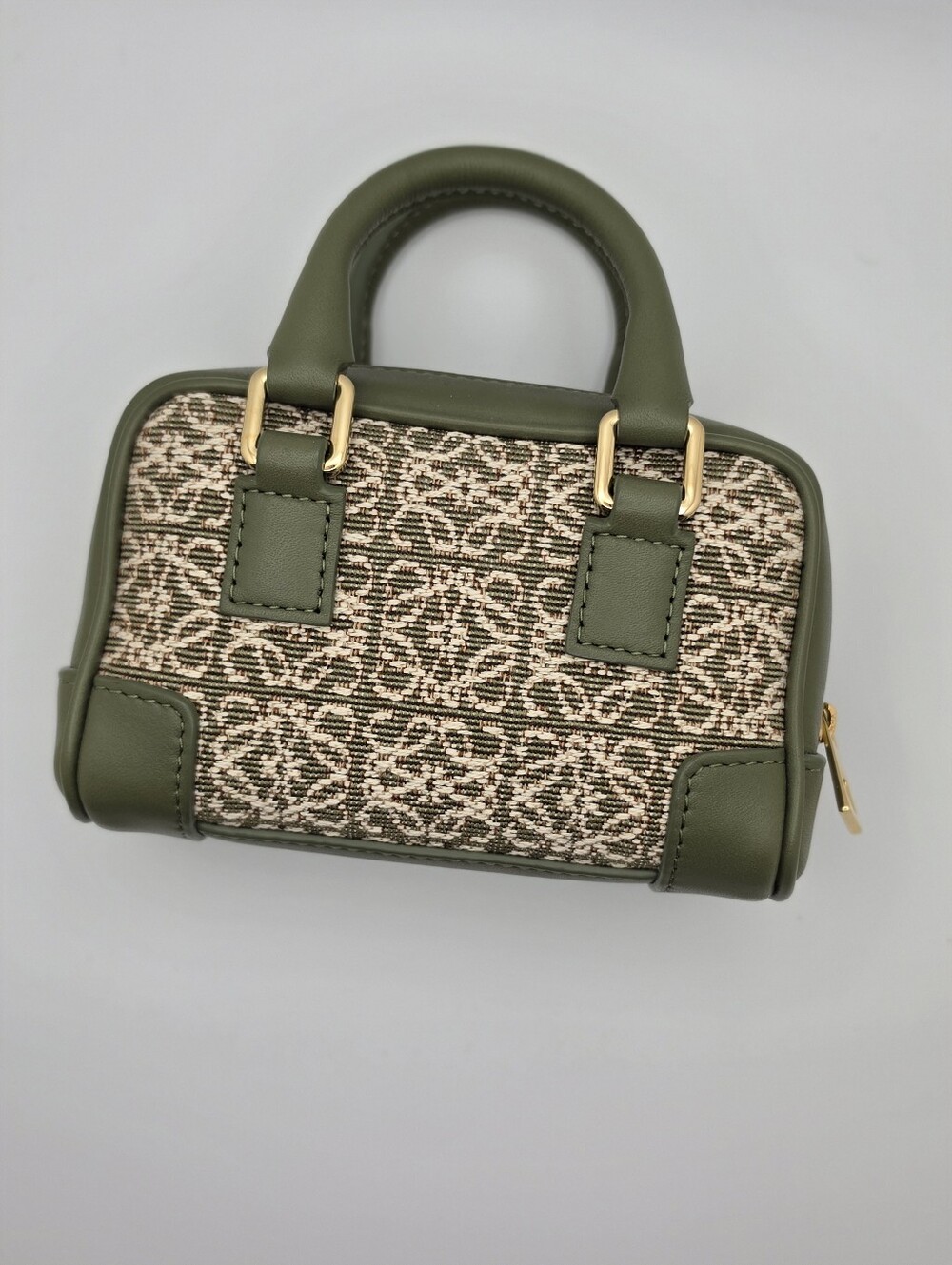 Loewe Amazona Nano Green Leather Jacquard Canvas Crossbody Bag Authentic - Picture 2 of 6